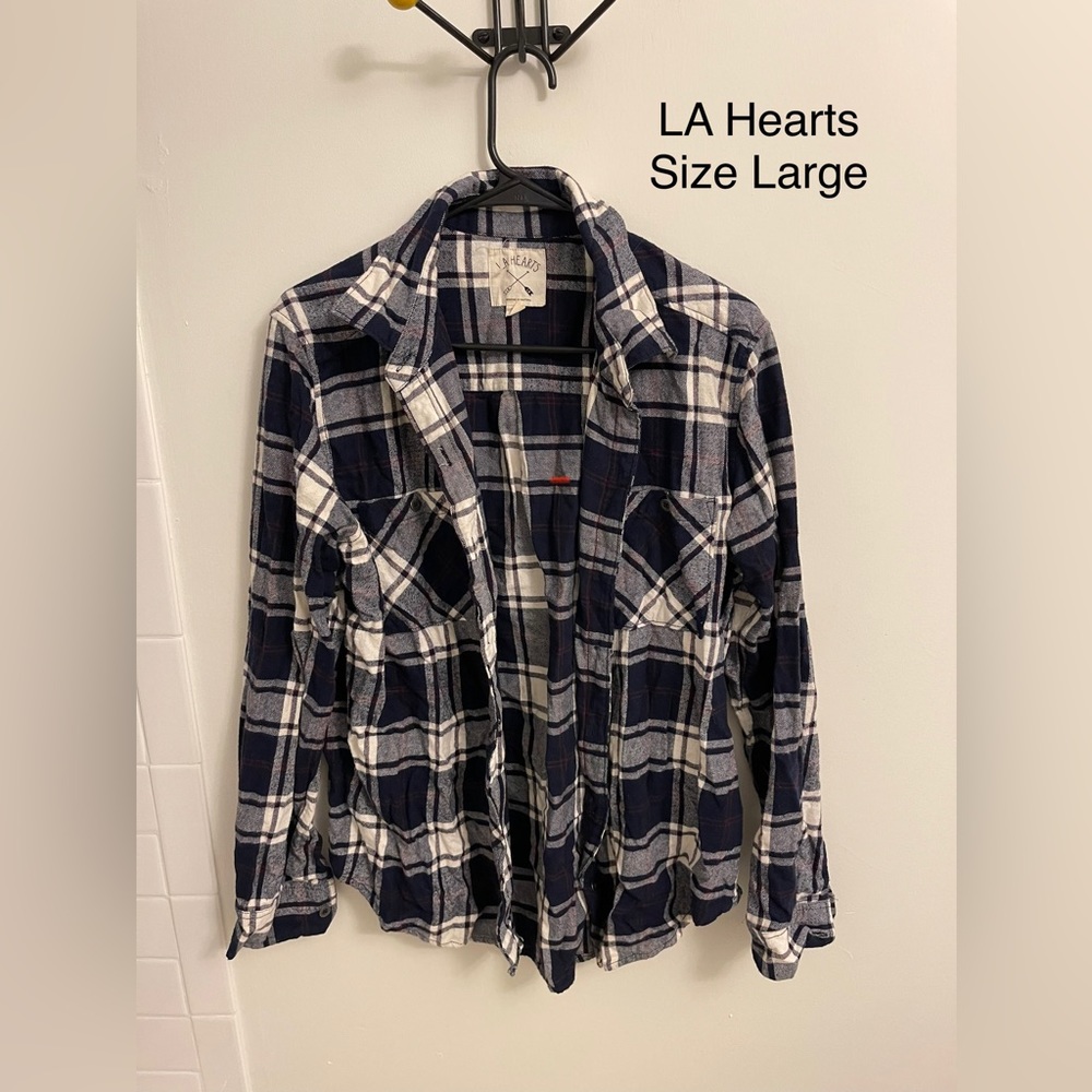 L.A Hearts blue flannel size large